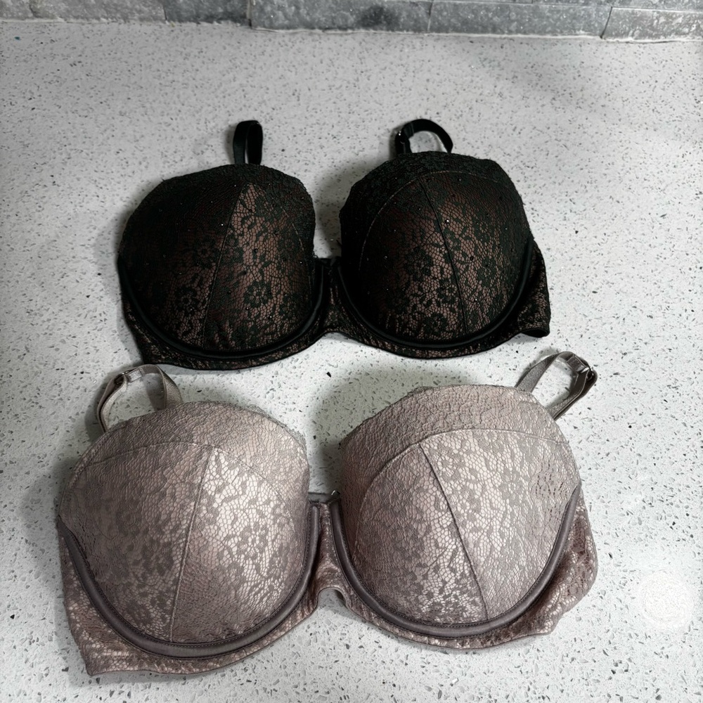 Victoria’s Secret Dream Angels Lined Demi Green & Blush Bras 34DD Lot of 2
